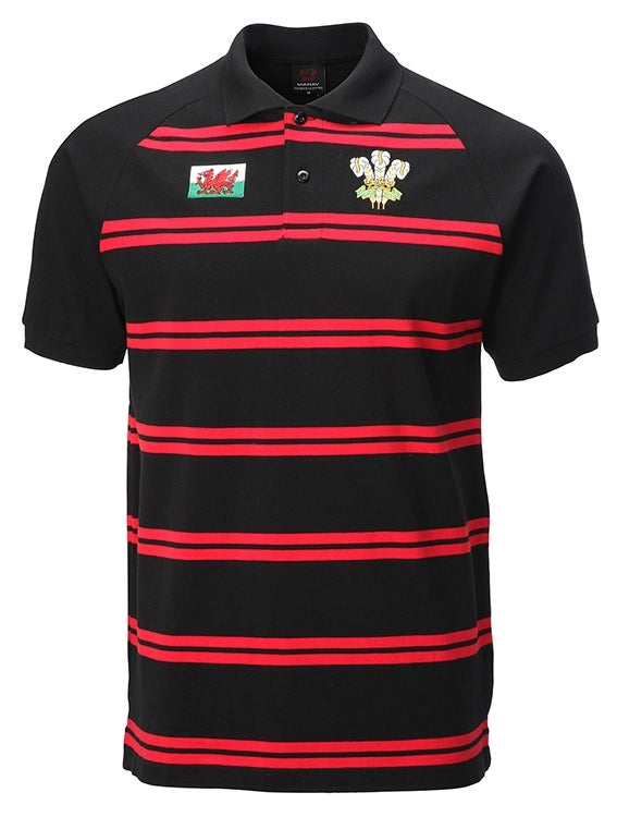 Wales Yarn Dyed Contrast Polo Shirt - in Black