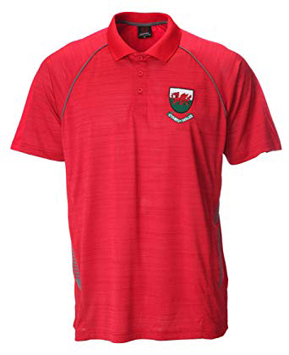 Ceri Flek Cooldry Welsh Polo Shirt - In Red