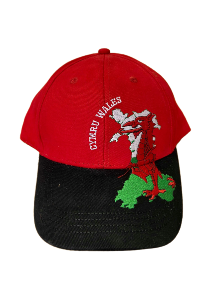 Wales Cymru Embroidered Velcro Cap Hat in Flag Map