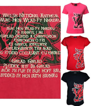 Load image into Gallery viewer, Women&#39;s Welsh National Anthem Dragon T Shirt - In Red
