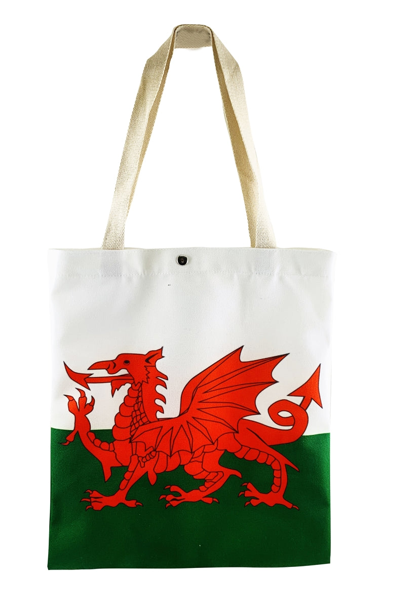 Wales Flag Cotton Popper Reusable Shopping Tote Bag