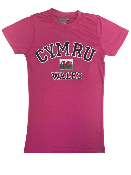 Sian Slim Fit Varsity Cymru T Shirt - in Hot Pink