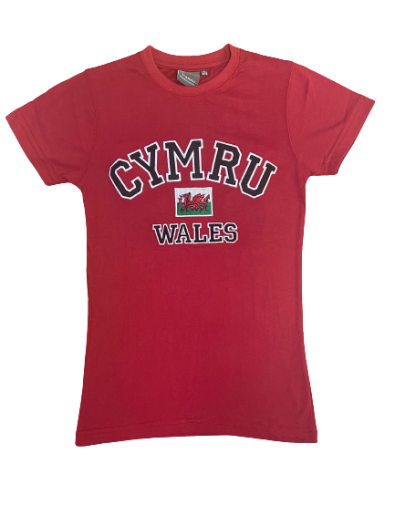 Sian Slim Fit Varsity Cymru T Shirt - in Red