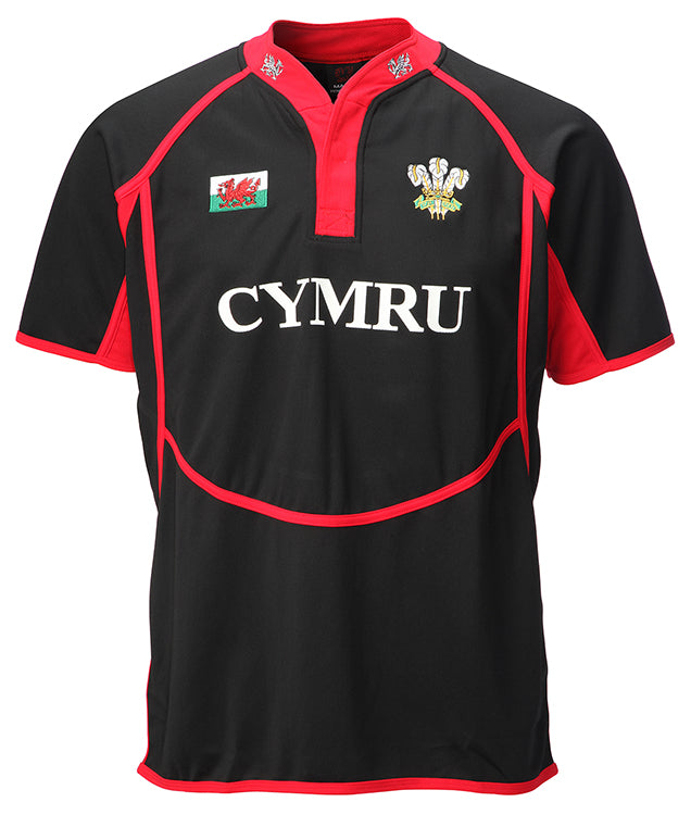 Kid's Cooldry Cymru Welsh Rugby Shirt - in Black