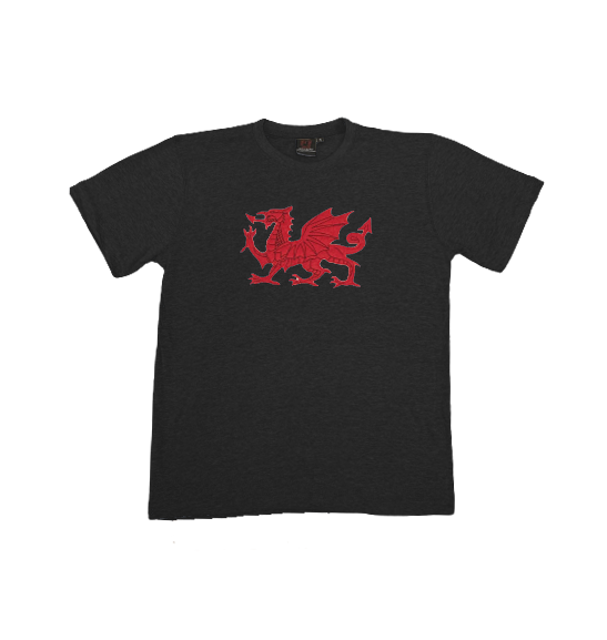 Morgan Embroidered Welsh Dragon T-Shirt - In Black