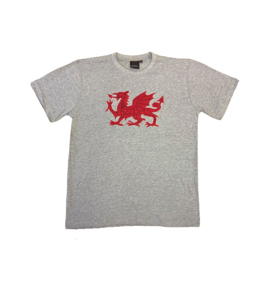 Morgan Embroidered Welsh Dragon T-Shirt - In Grey