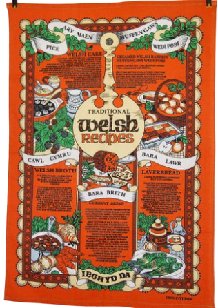 Traditional Welsh Recipes Illustrated Tea Towel