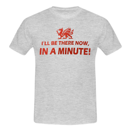Ill Be There Now  In A Minute T Shirt - Grey Marl