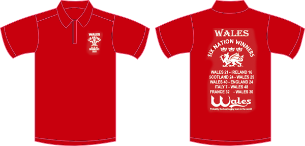 Wales Six Nation Winners 2021 Polo Shirt - in Red