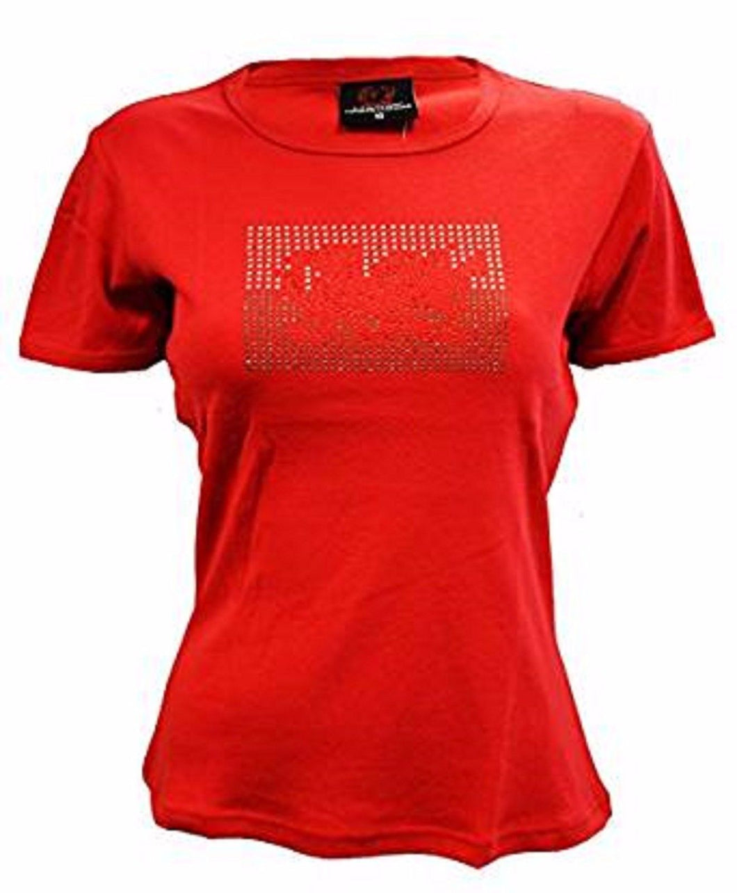 Women's Welsh Dragon Flag Diamante Slim Fit Tee T Shirt - In Red