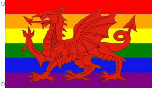 Welsh Dragon Gay Pride 5'x3'ft Rainbow Flag