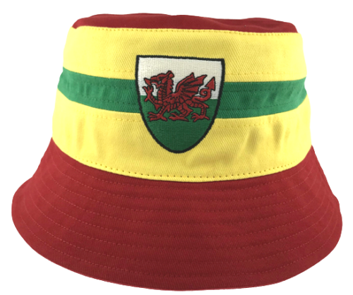 Wales Cymru Dragon Printed Bucket Hat in Yellow