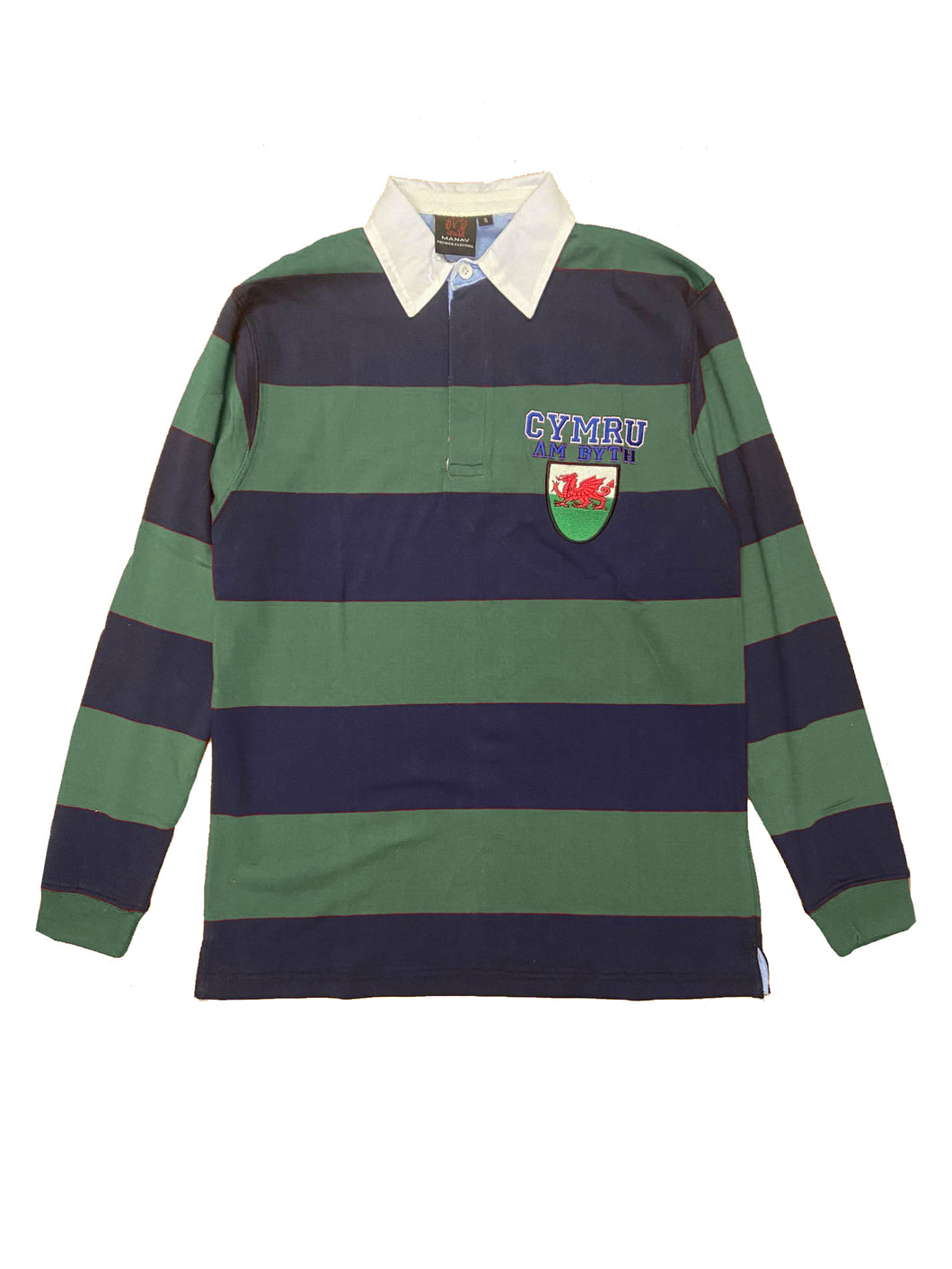 Elis Striped Welsh Flag Shield Rugby Shirt - in Green