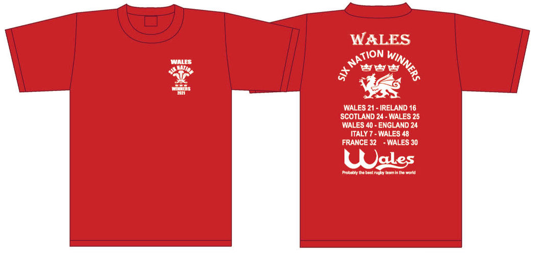 Wales Six Nation Winners 2021 T-Shirt - in Red