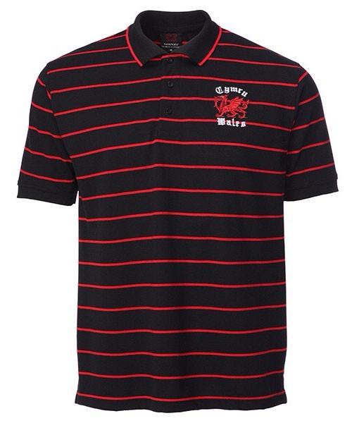 Yarn Dyed Wales Striped Polo Shirt - In Black