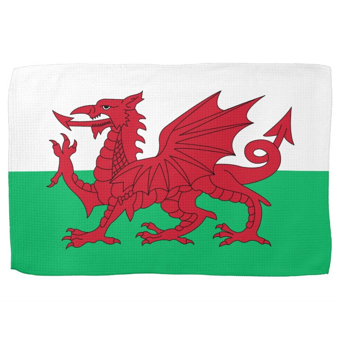 Large National Flag of Wales Welsh Dragon Tea Towel