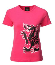 Load image into Gallery viewer, Women&#39;s Welsh National Anthem Dragon T Shirt - In Pink
