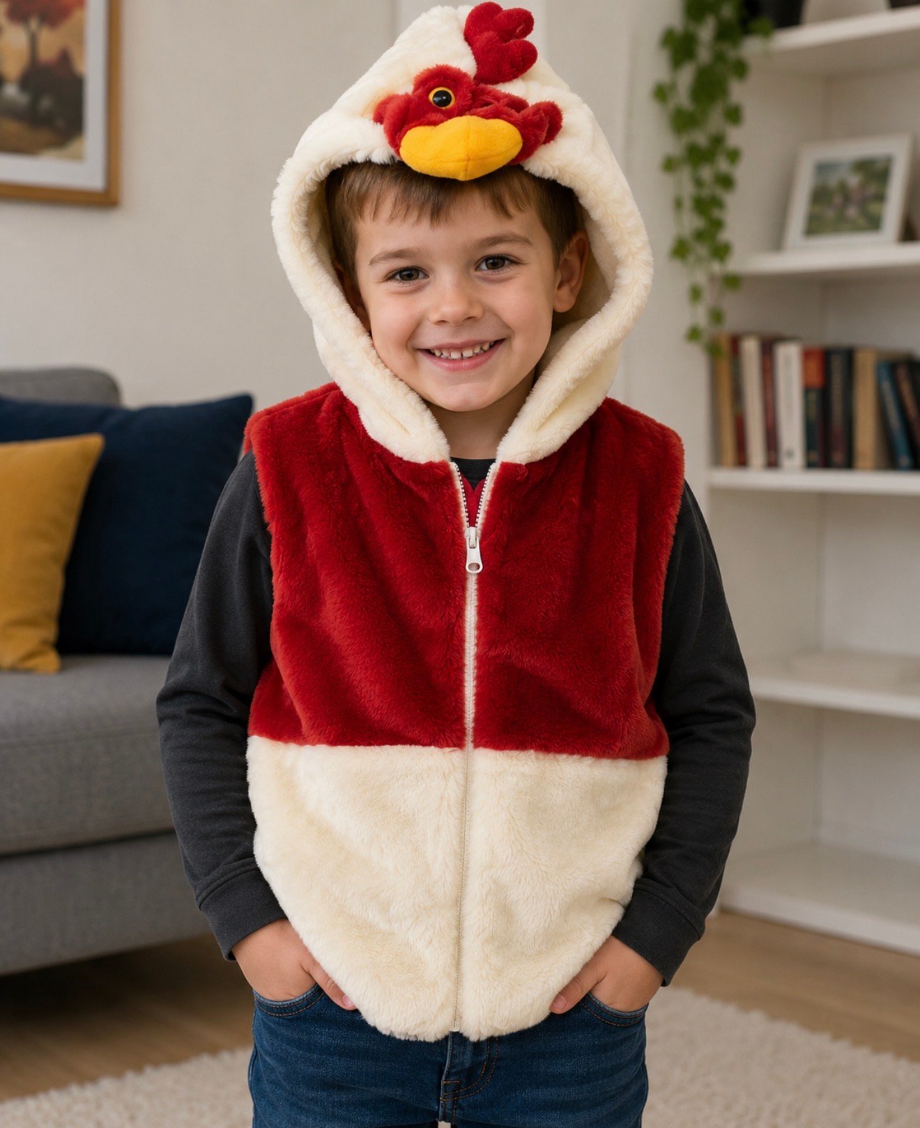 New Kids Novelty 3D Hood Animal Fancy Dress Body Warmer Faux Fur Gilet Dress Up - Image 8