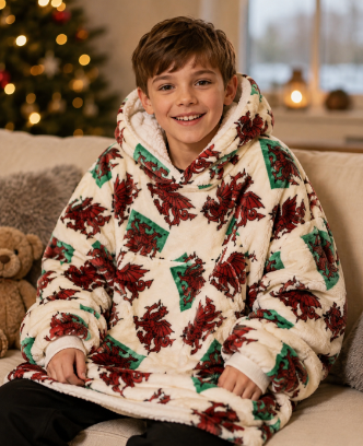 Kids Wales Welsh Oversized Sherpa Fleece Hoodie Hooded Soft Winter Blanket - Image 3