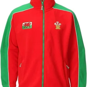 mens tour collection welsh fleece jacket red/green wales flag feathers