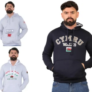 men's wales cymru welsh flag dragon st david's day varsity pullover hoodies