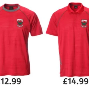 new wales welsh cymru 'ceri' red flek cooldry t shirt/polo shirt badge top