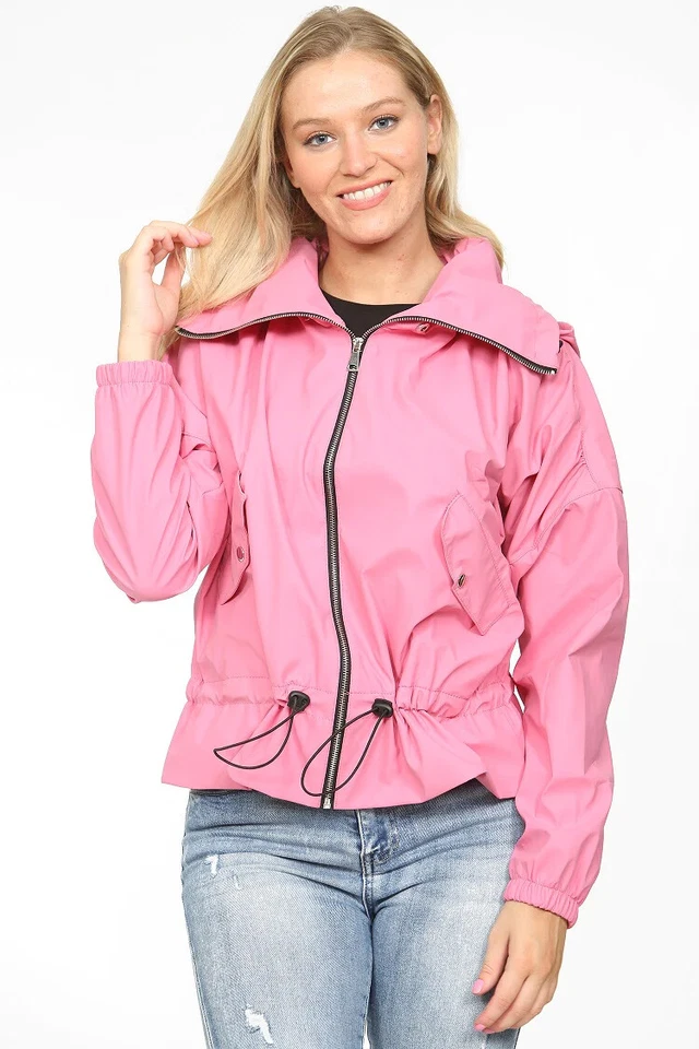 new ladies high neck drawstring waist waterproof outdoor jacket raincoat... new ladies high neck drawstring waist waterproof outdoor jacket raincoat...
