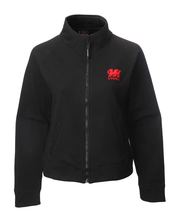 new ladies wales red dragon cymru embroidery sweat zip up black jacket new ladies wales red dragon cymru embroidery sweat zip up black jacket