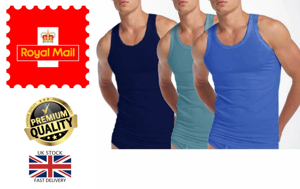 new men's blue mix vest 6 value pack plain top 100% cotton vests sizes s 2xl new men's blue mix vest 6 value pack plain top 100% cotton vests sizes s 2xl