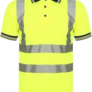 new men's hi vis safety reflective tape polo t shirt workwear size 4xl