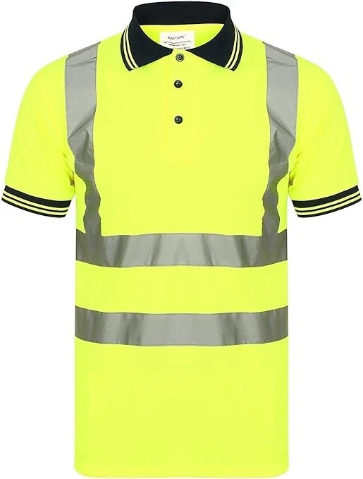 new men's hi vis safety reflective tape polo t shirt workwear size 4xl new men's hi vis safety reflective tape polo t shirt workwear size 4xl