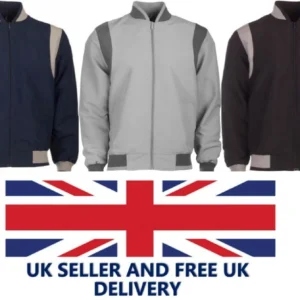 new men's lightweight two tone full zip funnel neck bomber jacket casual coat....