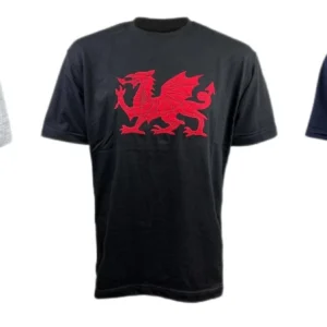 new men's morgan wales welsh dragon short sleeve embroidered cymru t shirt top
