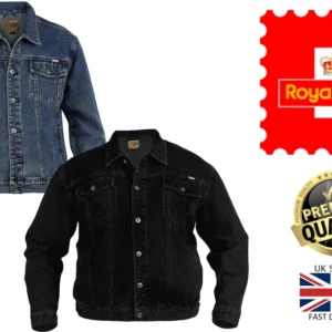 new men's regular, king size denim jean jacket duke classic trucker size s 8xl....