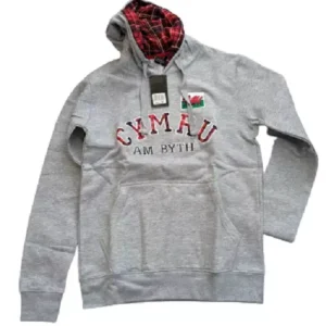new men's wales cymru am byth arfon grey marl varsity welsh flag hoodie top