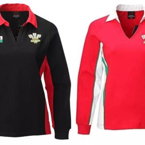 new women's welsh cymru am byth long sleeve v collar rugby slim fit shirt top