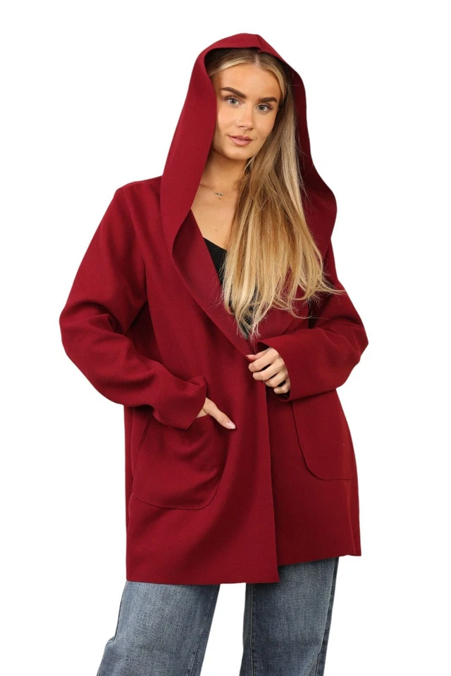 womens italian long sleeves open front pockets hoodie wool blend cardigan womens italian long sleeves open front pockets hoodie wool blend cardigan