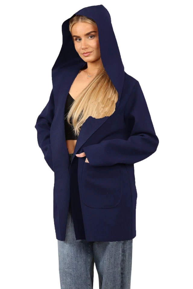 womens italian long sleeves open front pockets hoodie wool blend cardigan womens italian long sleeves open front pockets hoodie wool blend cardigan