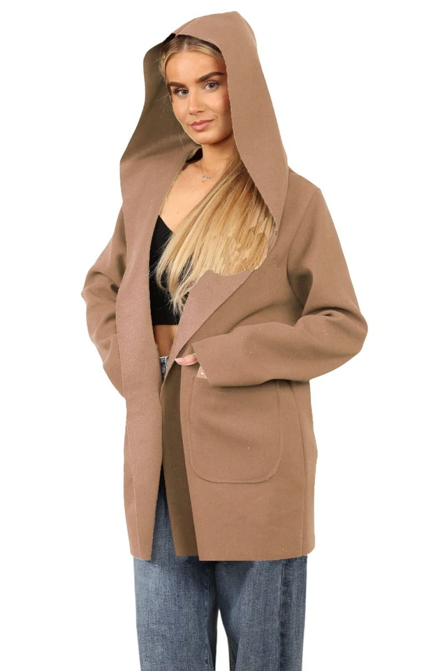 womens italian long sleeves open front pockets hoodie wool blend cardigan womens italian long sleeves open front pockets hoodie wool blend cardigan