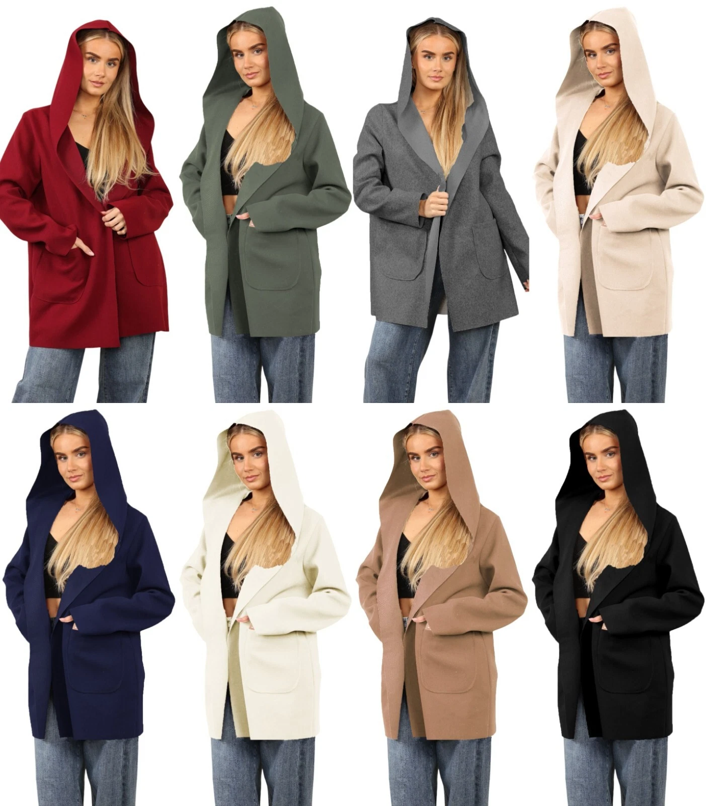 womens italian long sleeves open front pockets hoodie wool blend cardigan womens italian long sleeves open front pockets hoodie wool blend cardigan