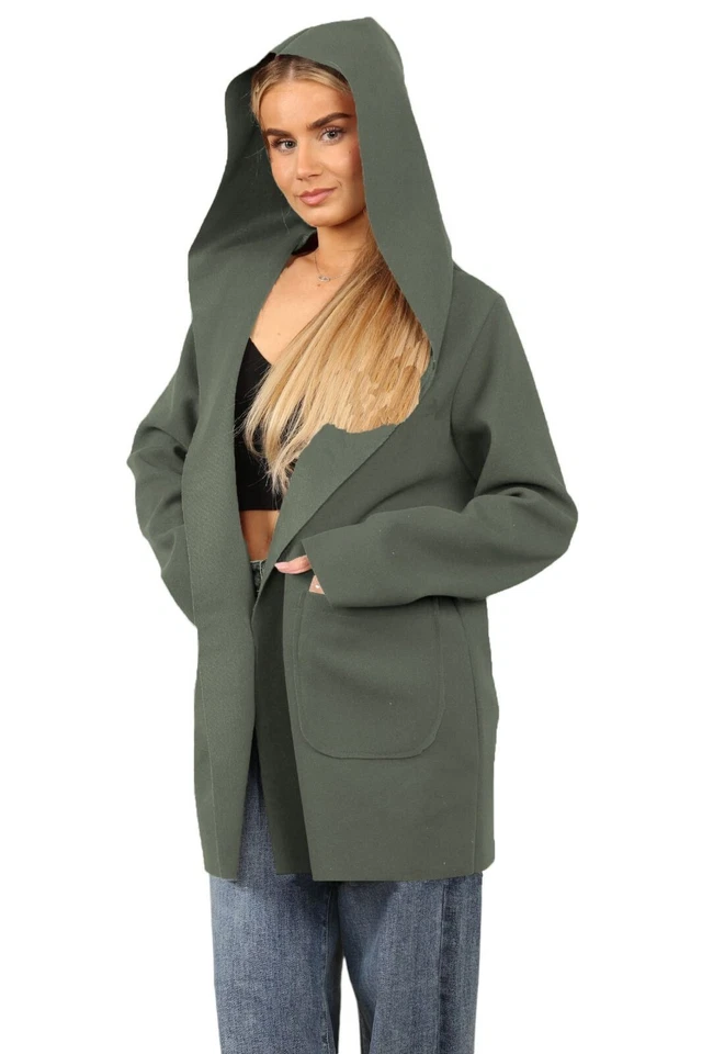 womens italian long sleeves open front pockets hoodie wool blend cardigan womens italian long sleeves open front pockets hoodie wool blend cardigan