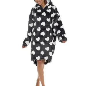 Adult Hooded Snuggle Blanket Fleece Wearable Hoodie Robe - Image 2