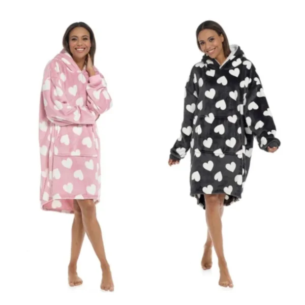 Adult Hooded Snuggle Blanket Fleece Wearable Hoodie Robe - Image 6
