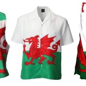 new wales cymru dragon flag rugby football supporter waistcoat/shirt/kilt