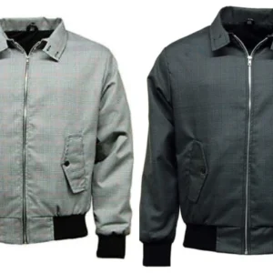 new men's 'prince of wales' check harrington jacket coat classic retro mod