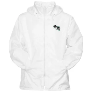 New White Unisex Bowling Lawns Bowls Logo Water Proof Hooded Jacket Trousers - Image 3