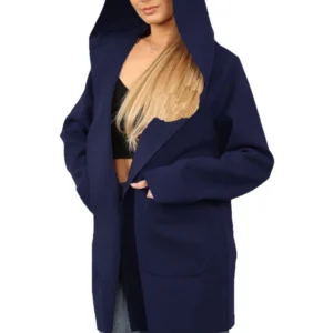 Women's Italian Wool Blend Open Front Hooded Cardigan with Pockets - Image 13