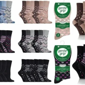 new 6 pair pack ladies gentle grip® bamboo blend non elastic socks uk size 4 7