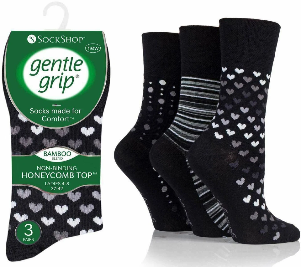 new 6 pair pack ladies gentle grip® bamboo blend non elastic socks uk size 4 7 new 6 pair pack ladies gentle grip® bamboo blend non elastic socks uk size 4 7