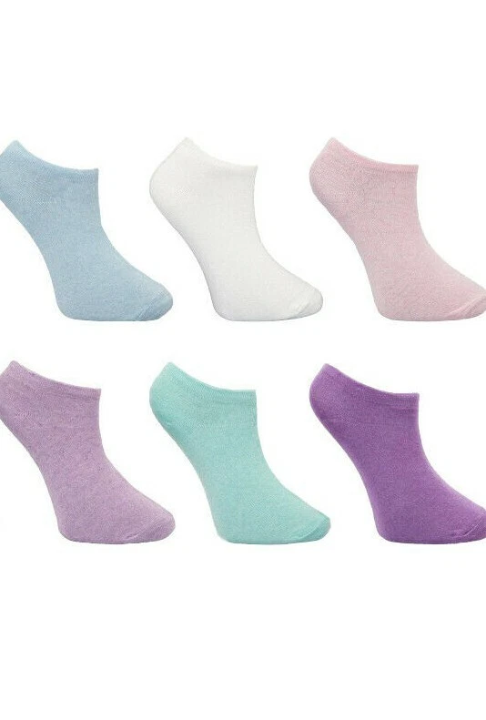 new ladies 6 pairs pastel cotton trainer liner ankle socks uk size 4 8 new ladies 6 pairs pastel cotton trainer liner ankle socks uk size 4 8